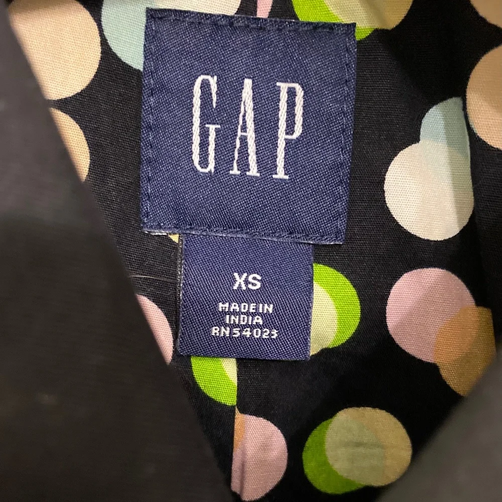 Gap Cotton Trench Coat Black W/Tan Piping XS - Picture 5 of 5